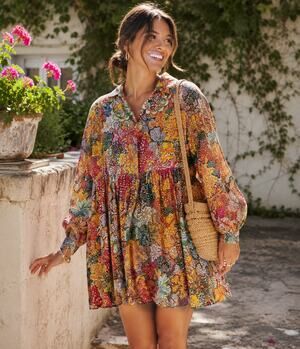 Kika Vargas x Target SZ S Anemone Floral Mini Dress Oversized
